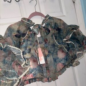 Selkie Floral Cape with Ruffled Sleeves